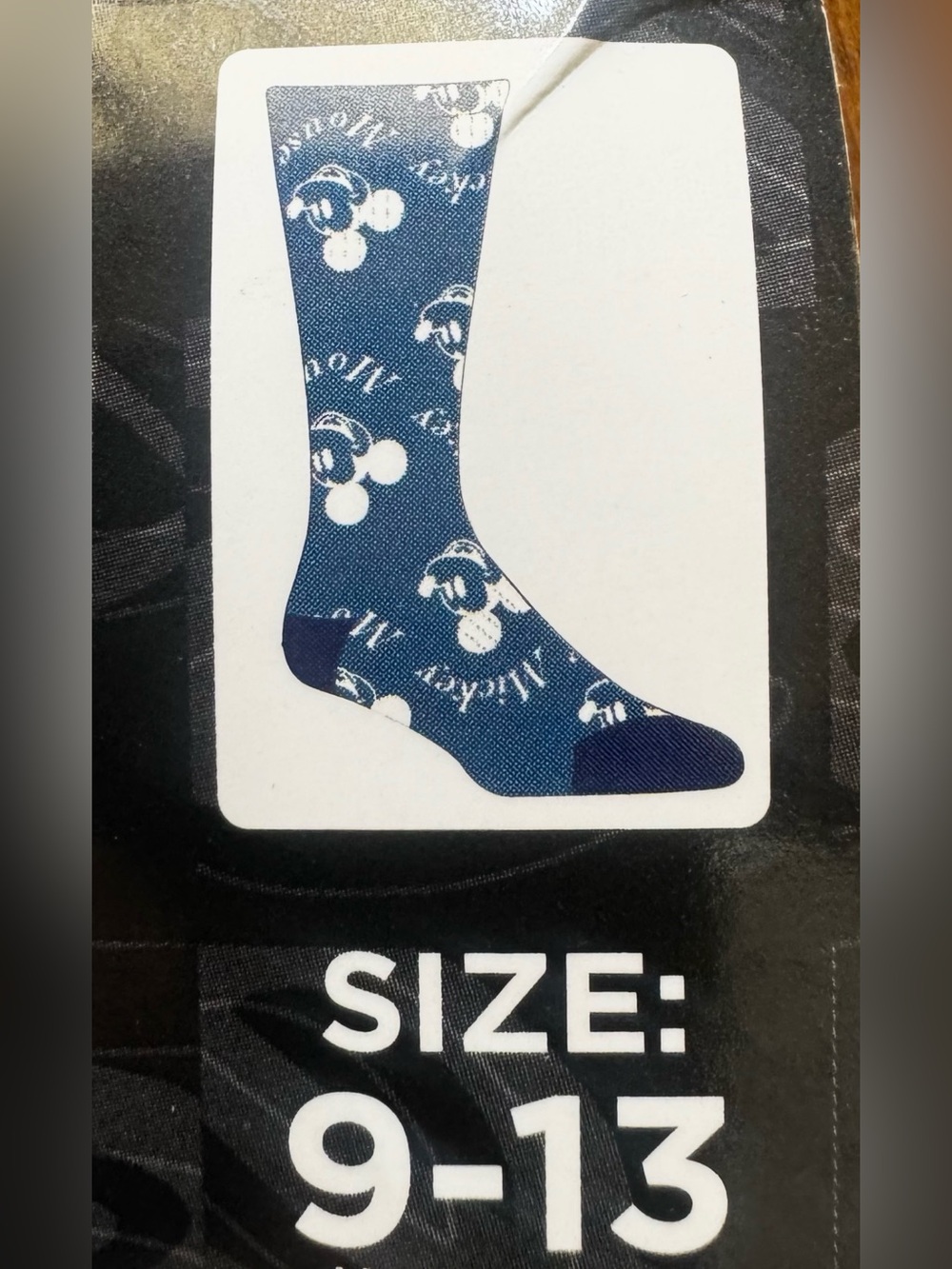 NWT- Disney blue and White Mickey Mouse Pattern Men's Dress Socks